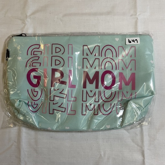 The Pouch Handbags - The Pouch Girl Mom Cosmetic Bag Women Large Mint Green NWT Zippered Travel Pouch
